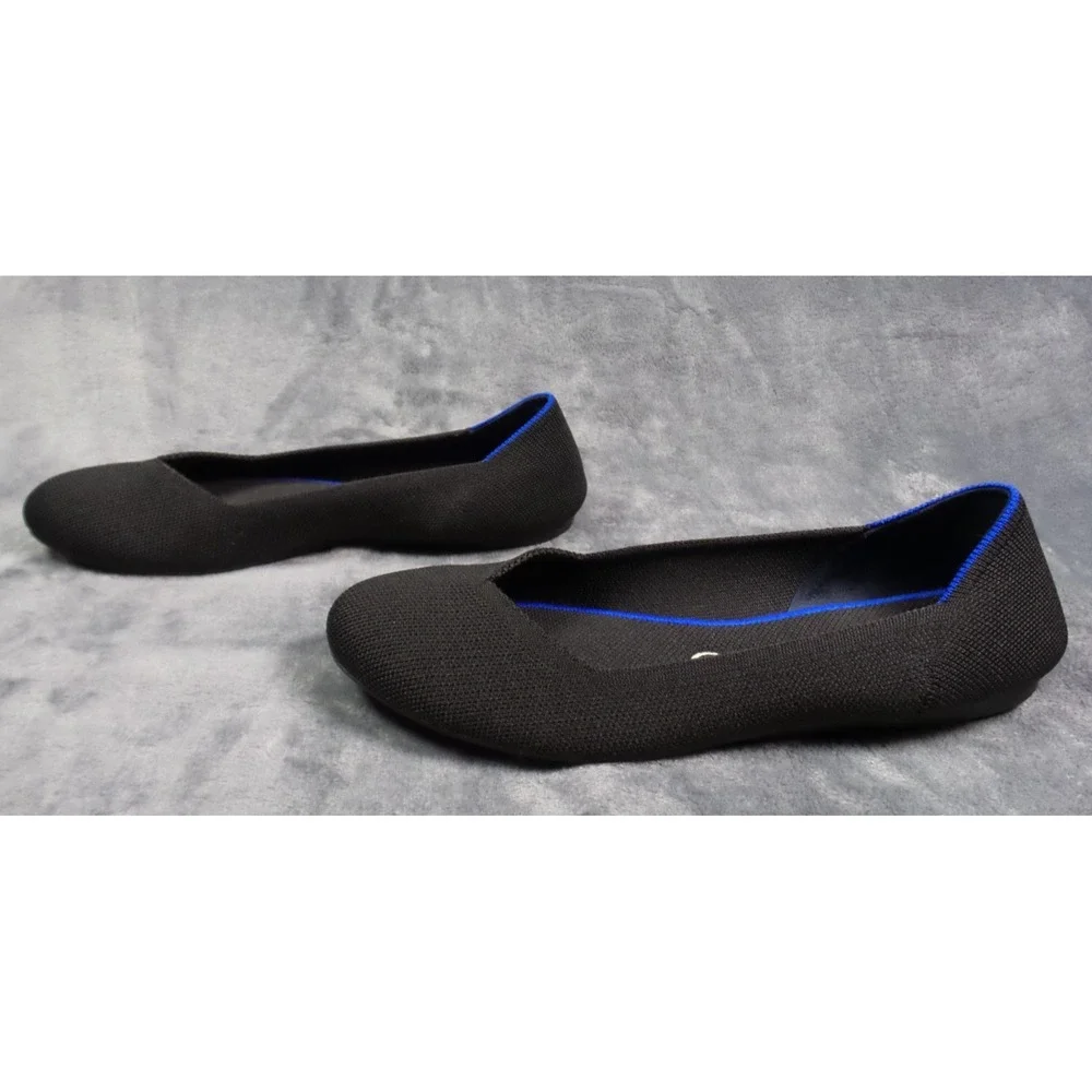 Rothys The Flat Shoes Womens Size 9.5 Black Slip-On Classic Flats Knit Round Toe